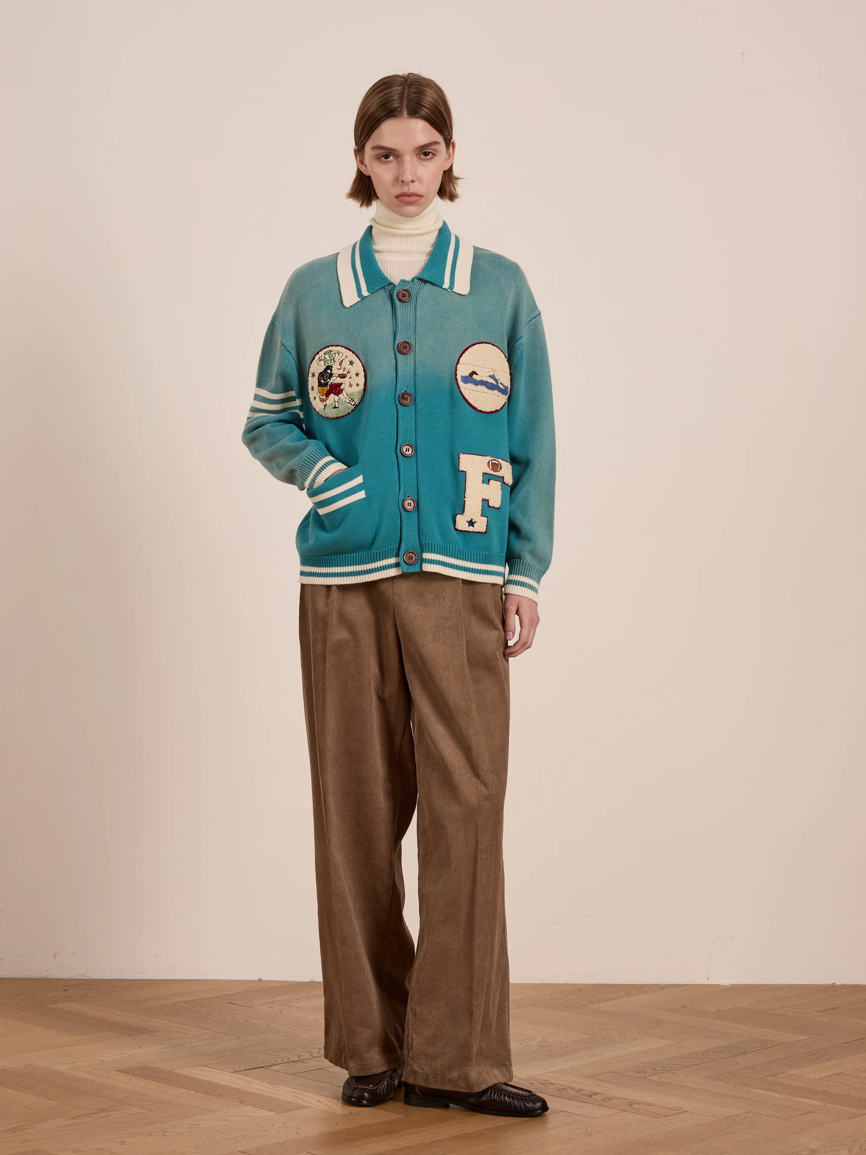 Fin Varsity Patch Collared Cardigan - Image 12