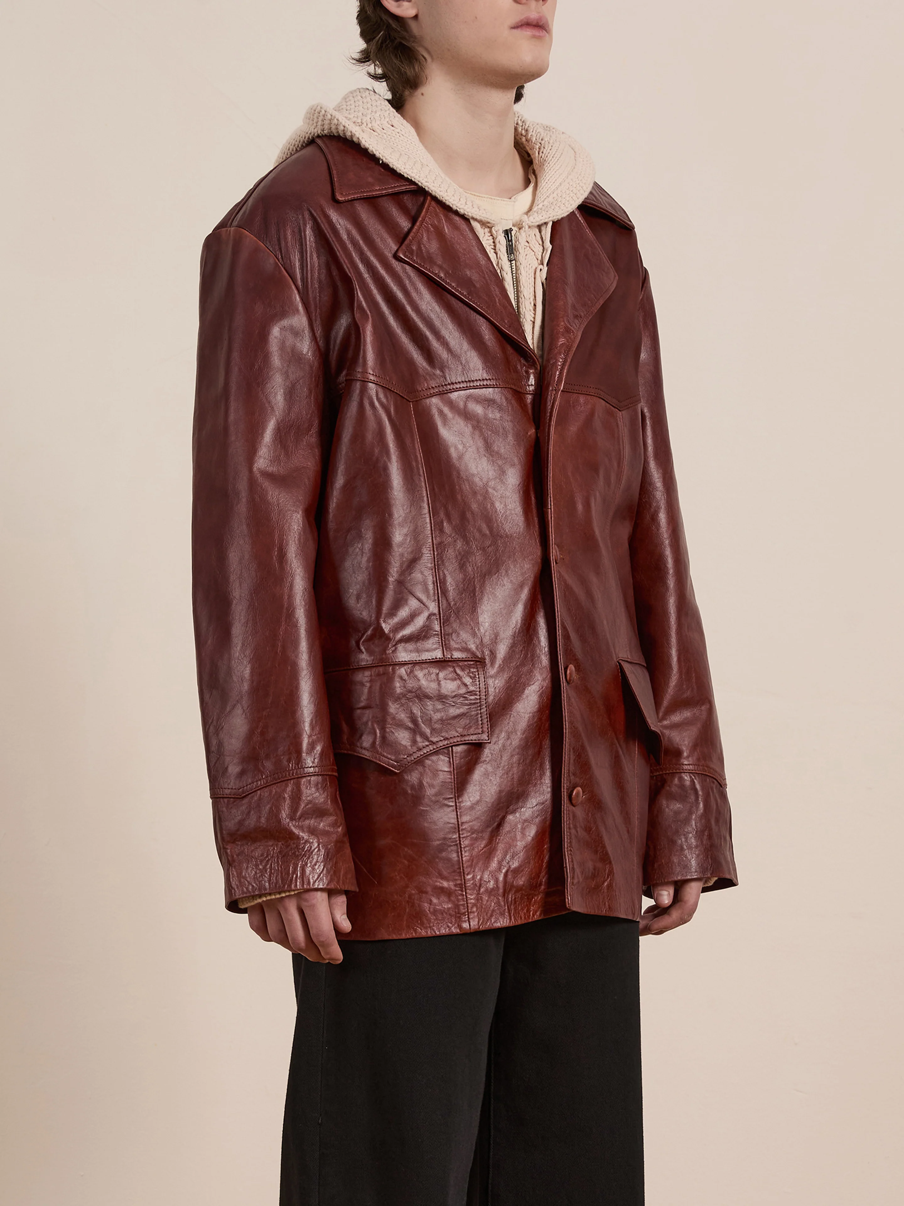 Western Oversized Leather Blazer - Image 11