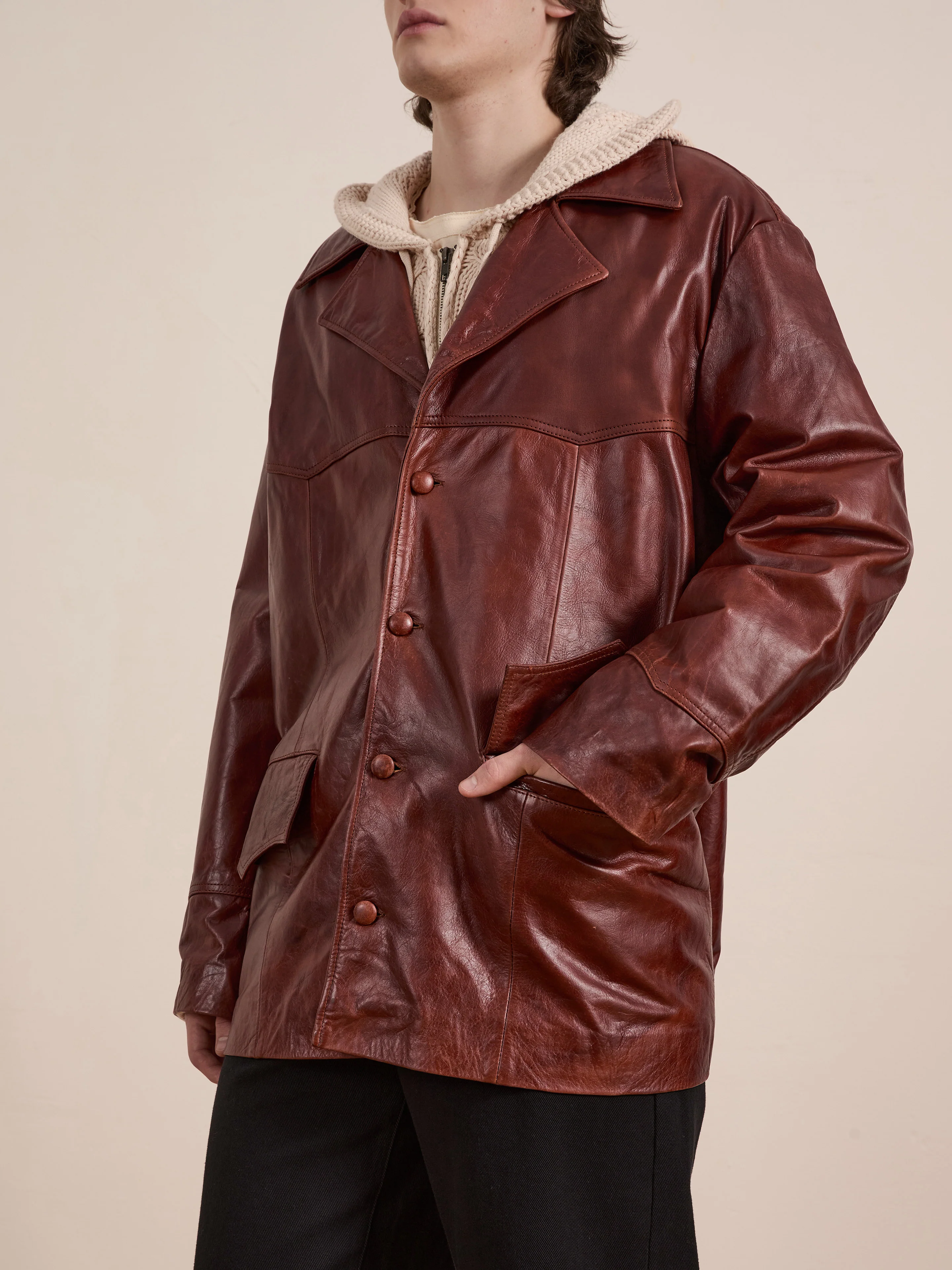 Western Oversized Leather Blazer - Image 20