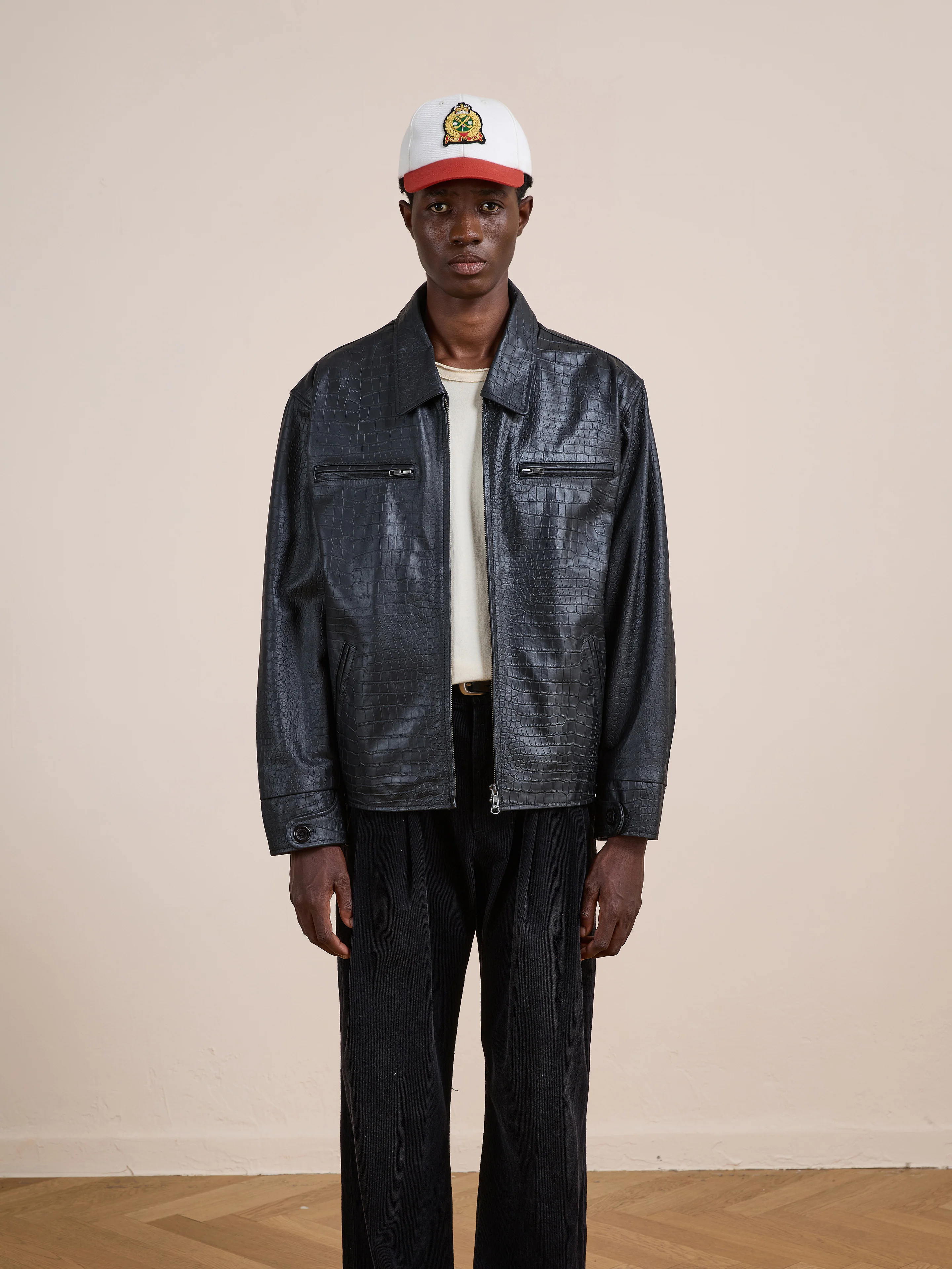 Marlboro Croc Embossed Leather Racer Jacket - Image 17