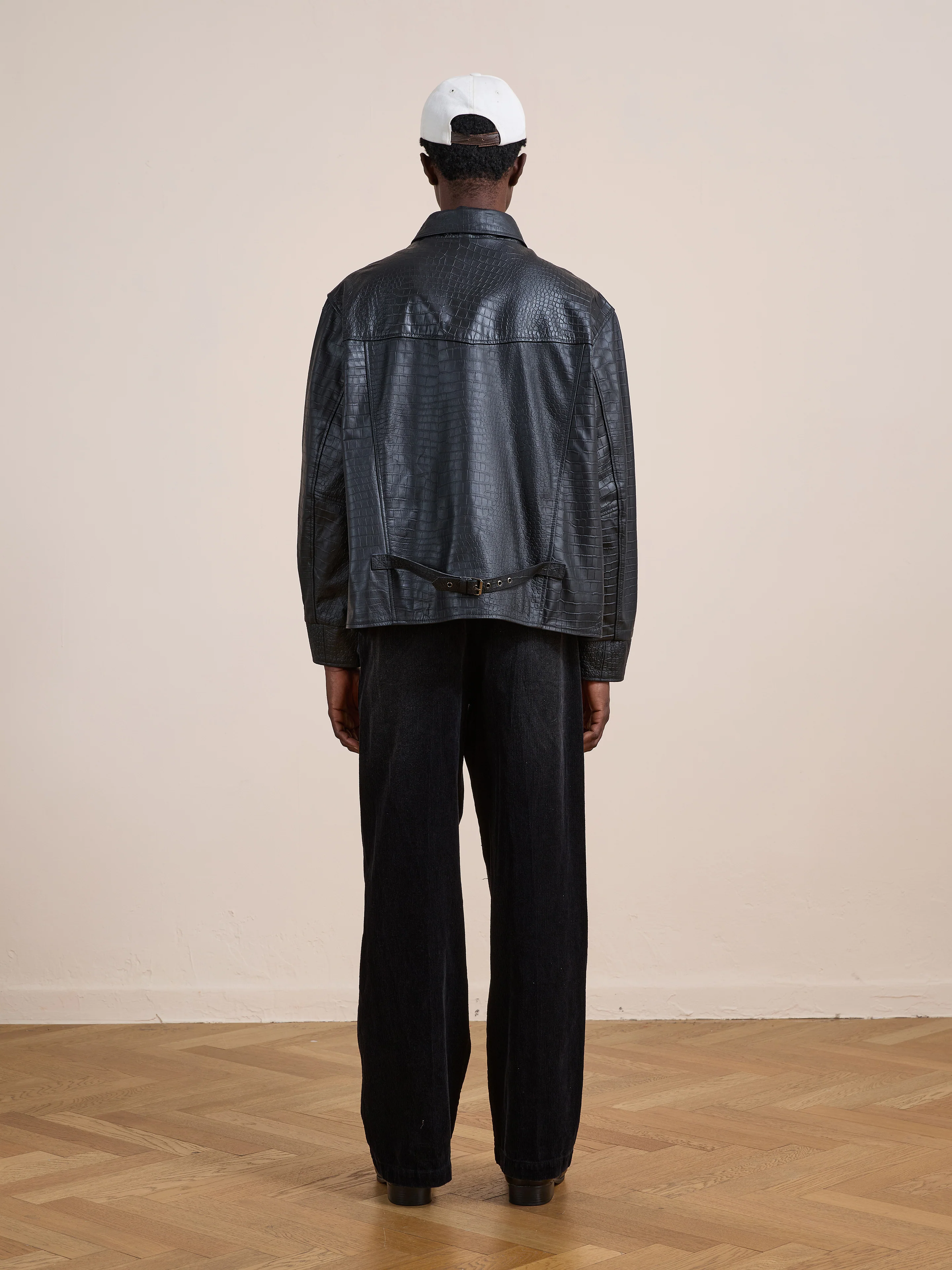 Marlboro Croc Embossed Leather Racer Jacket - Image 7