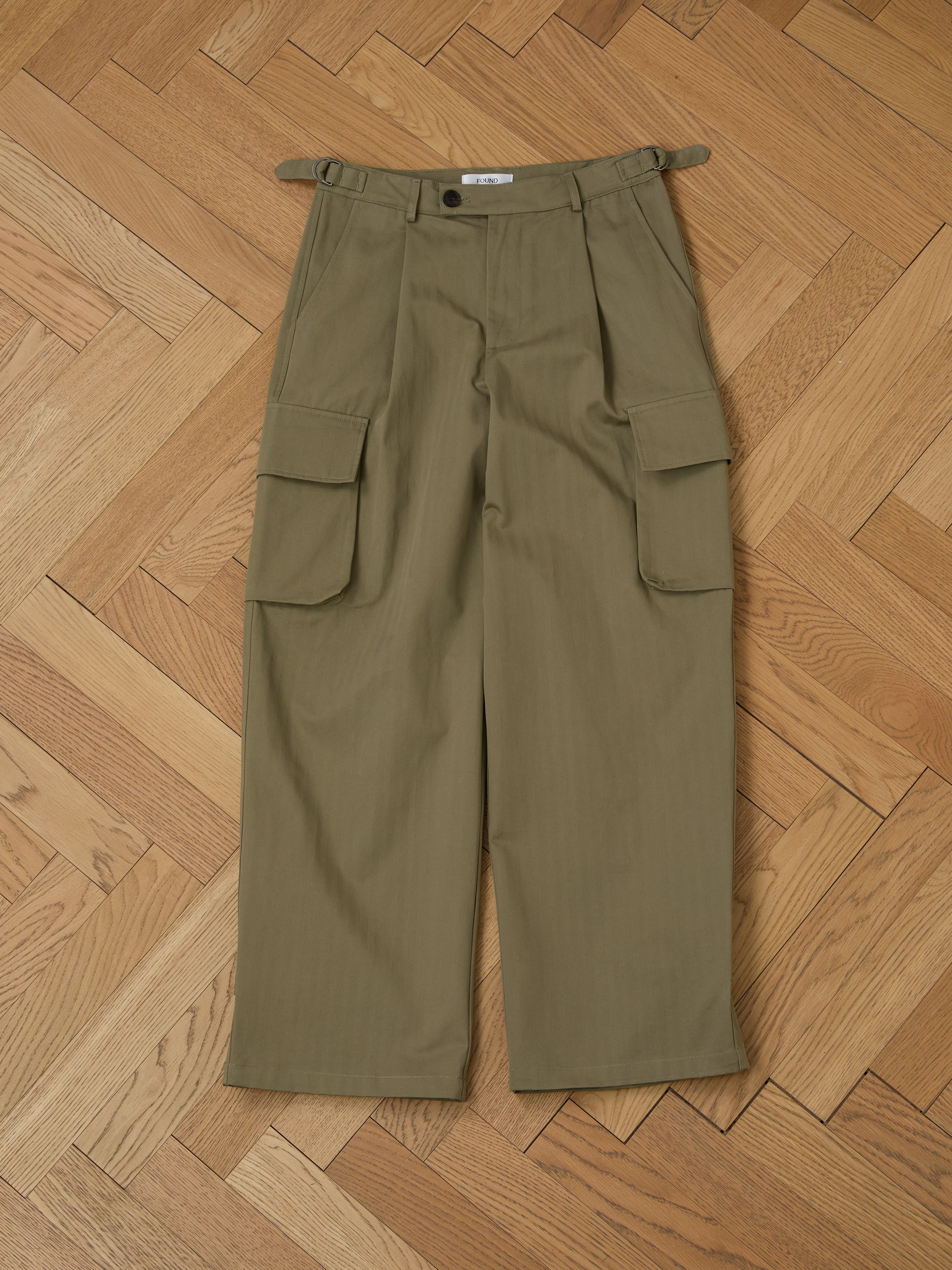 Hava Herringbone Pleated Cargo Trousers - Image 10