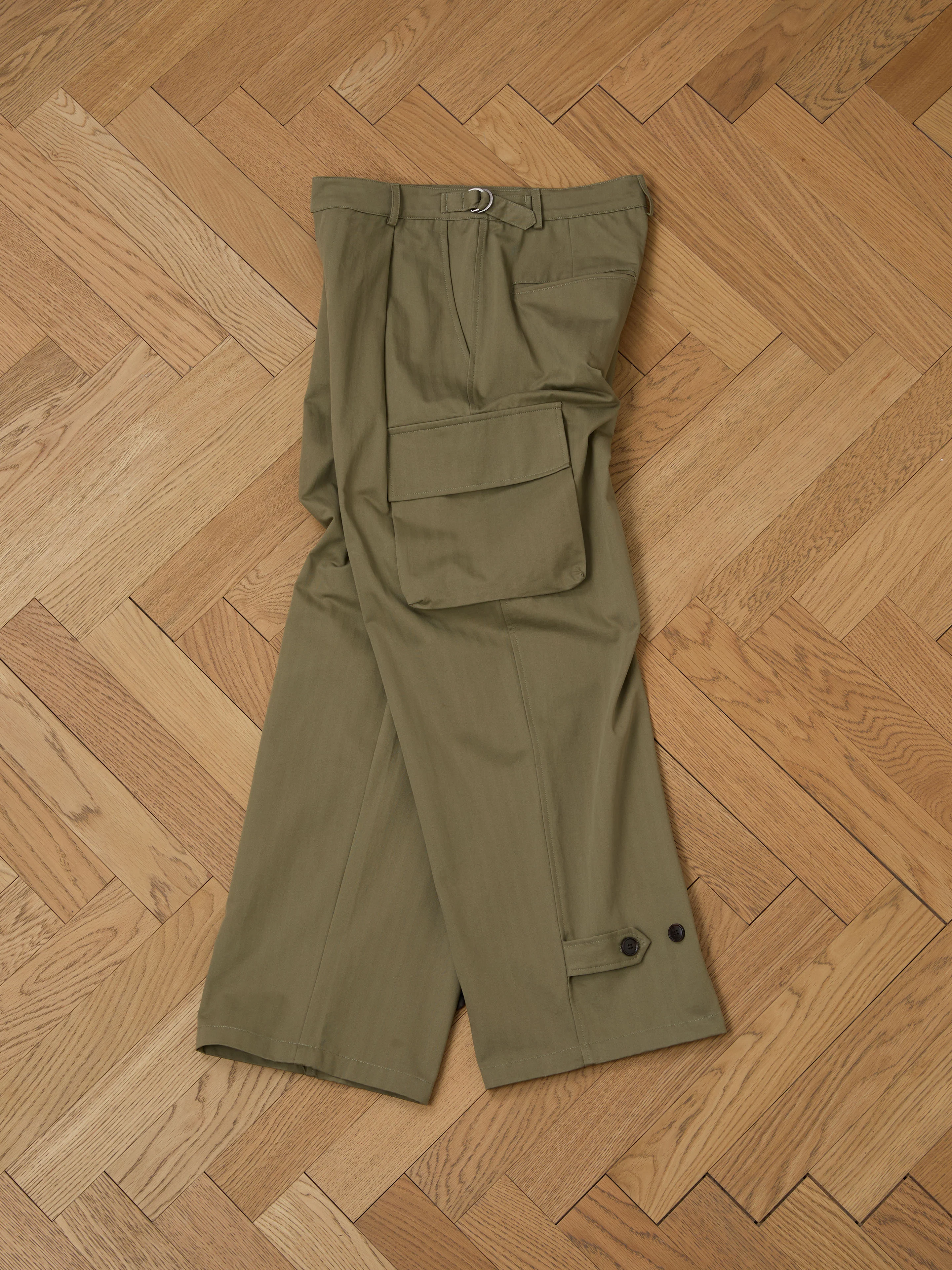 Hava Herringbone Pleated Cargo Trousers - Image 11