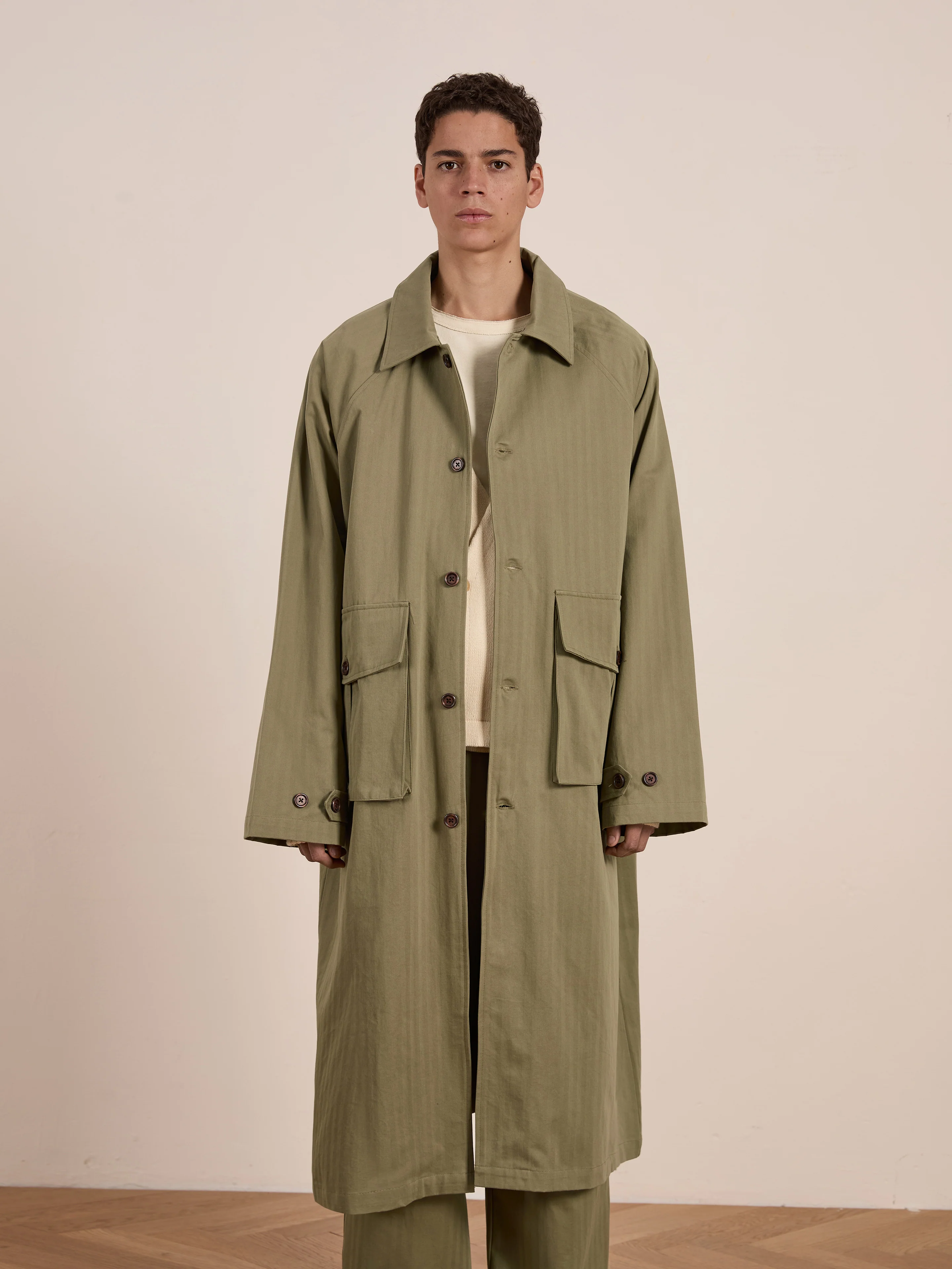 Herringbone Twill Trench Coat