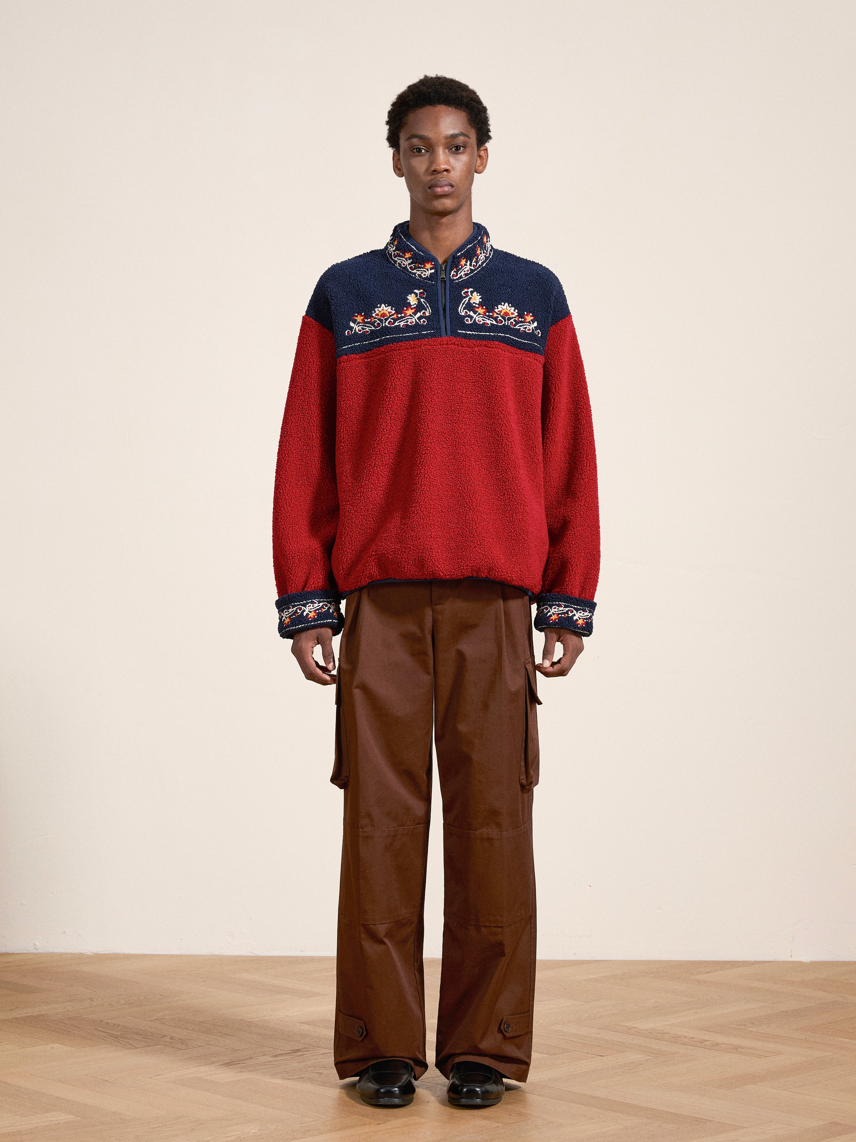Pahari Floral Embroidered Sherpa Pullover - Image 3