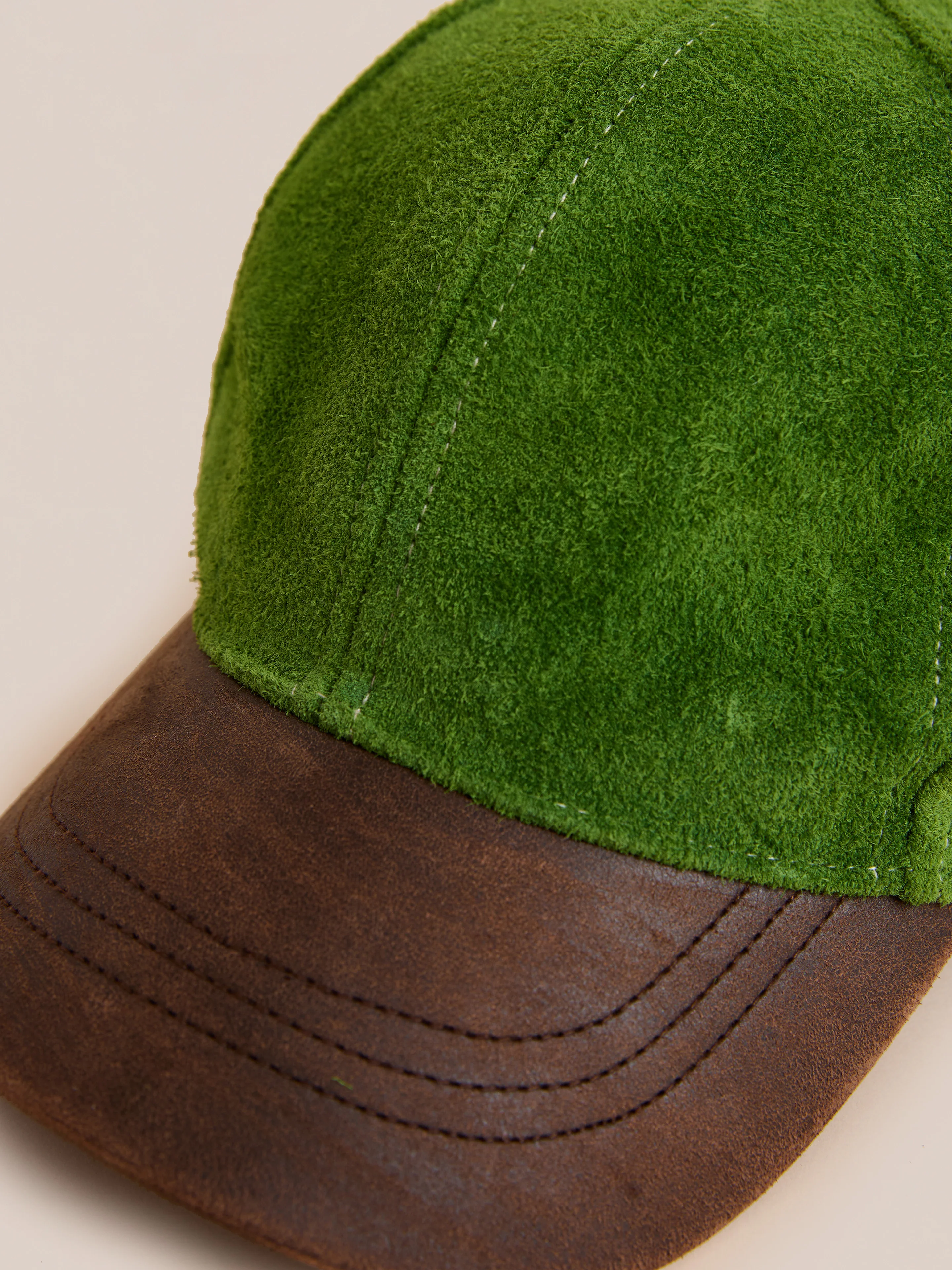 Suede Leather Contrast Distressed Cap - Image 3