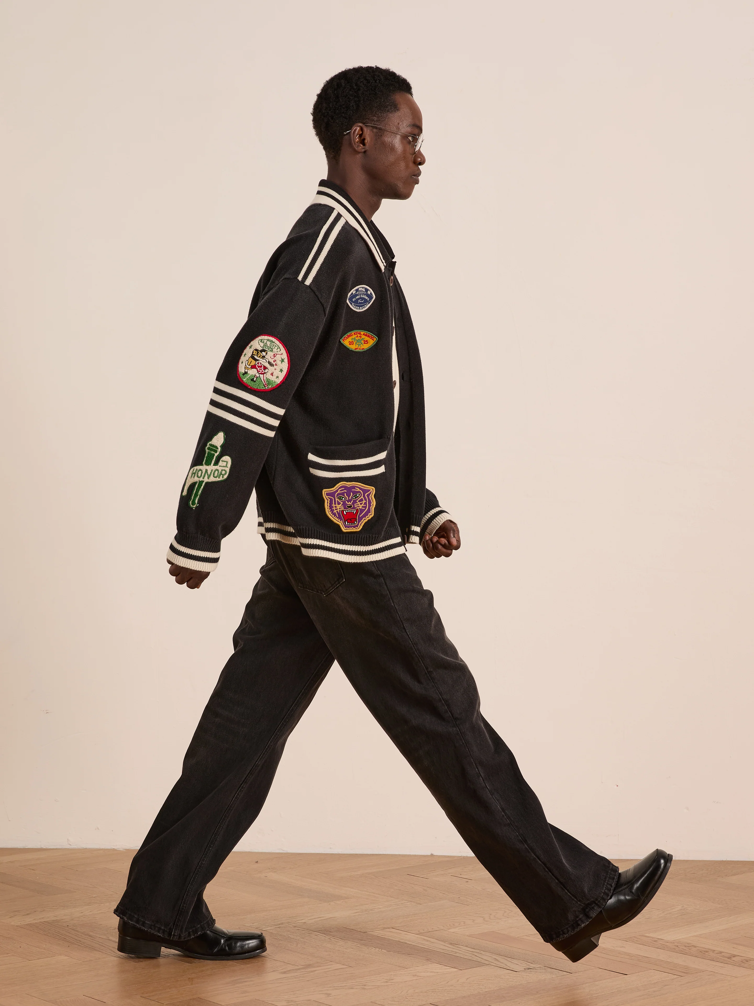 Varsity Patch Collared Cardigan - Image 20